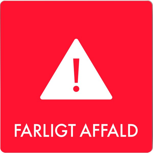 Affaldspiktogram udendørs 12x12 alu, Farligt Aff.