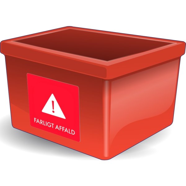 Affaldspiktogram udendørs 12x12 alu, Farligt Aff.