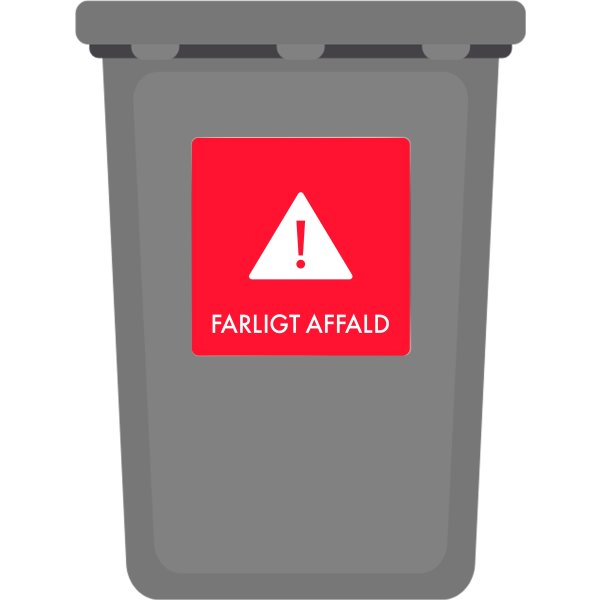 Affaldspiktogram udendørs 12x12 alu, Farligt Aff.