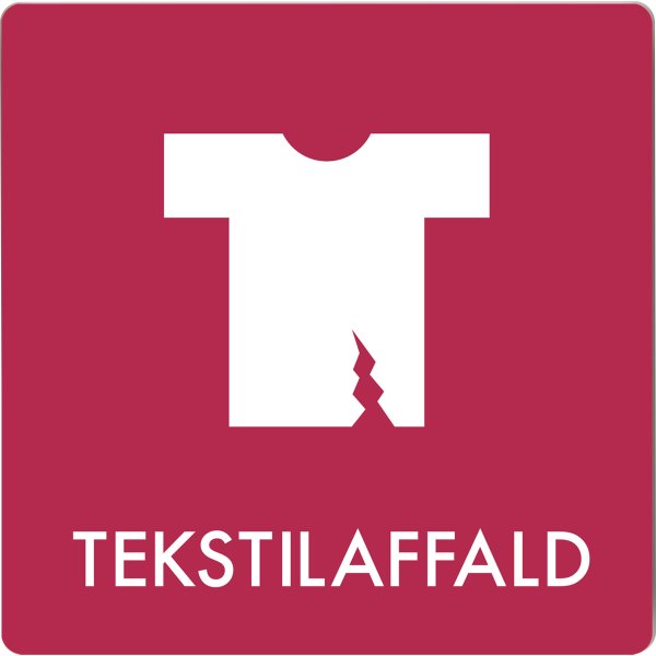Affaldspiktogram udendørs 12x12 alu, Tekstilaffald
