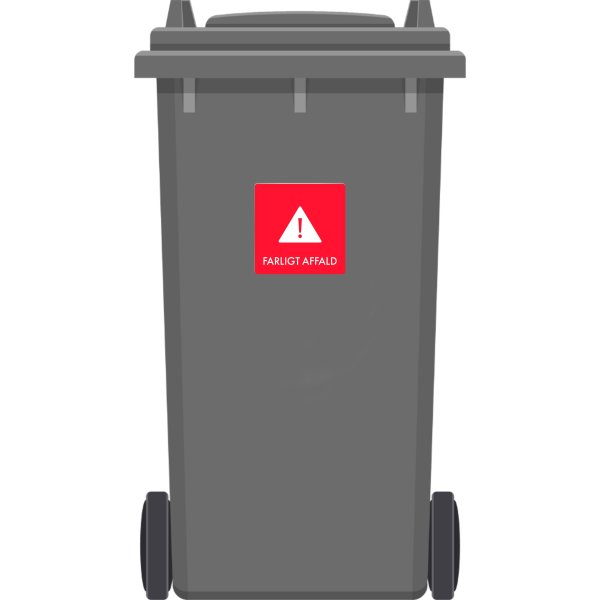 Affaldspiktogram udendørs 12x12 alu, Farligt Aff.