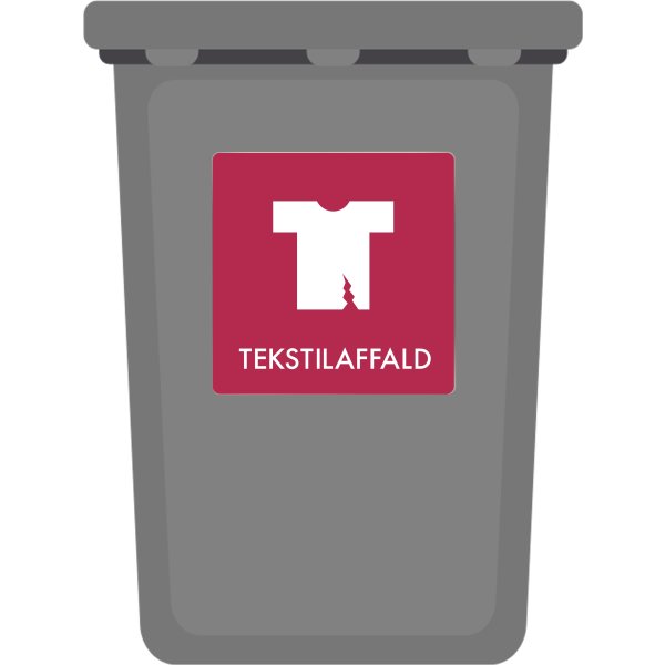 Affaldspiktogram udendørs 12x12 alu, Tekstilaffald