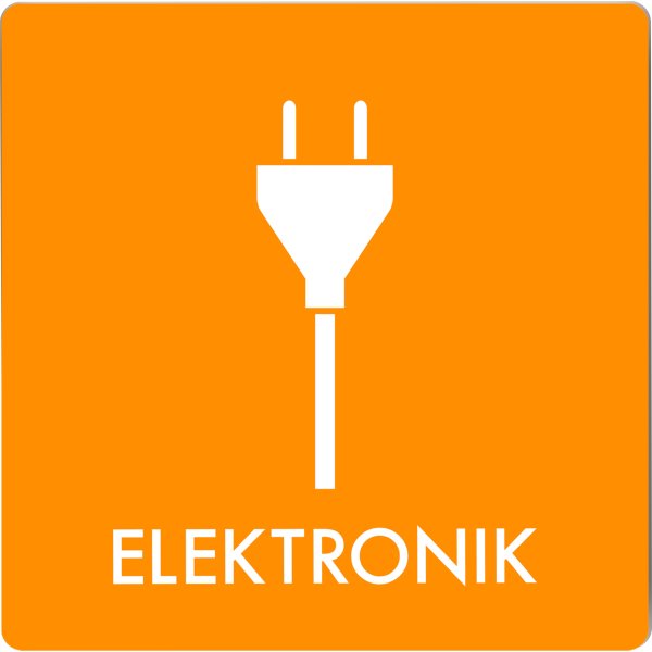 Affaldspiktogram udendørs 12x12cm alu, Elektronik
