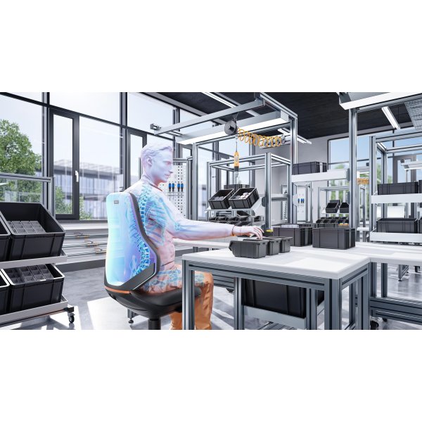 Texon Arbejdsstol, sort, Skintec, hjul