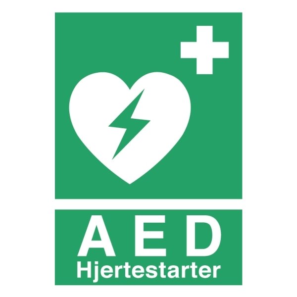 Hjertestarter infoskilt (DK), 210x148 mm