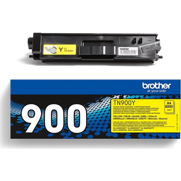 Brother TN900Y lasertoner, gul, 6000 s.