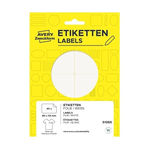 Avery 51065 navneskilte håndskrift 80x54 mm, folie