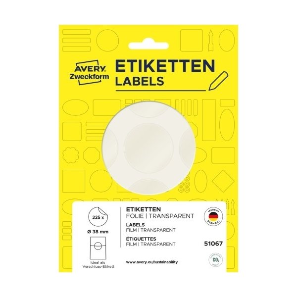 Avery 51067 Forseglingsetiketter, Ø38 mm, 225 stk.