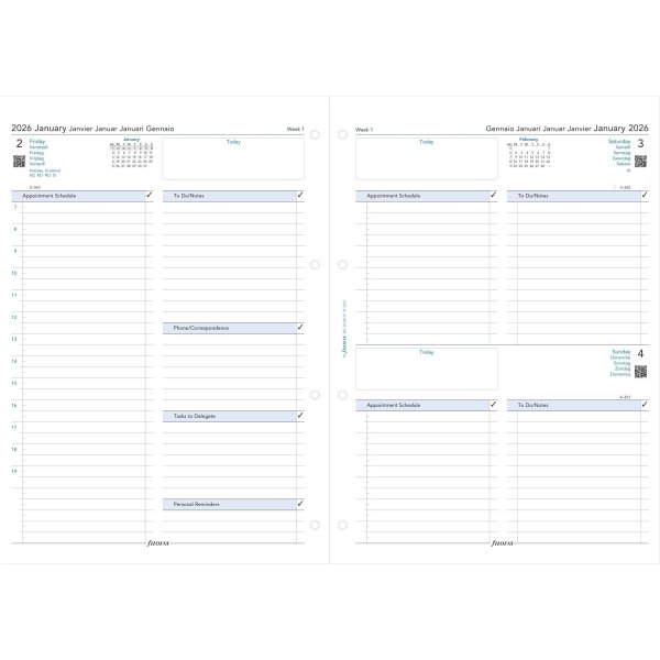 Filofax 2026 Refill | A4 | Dag | 5 sprog