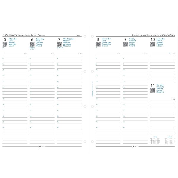 Filofax 2026 Refill | A4 | Uge | 5 sprog