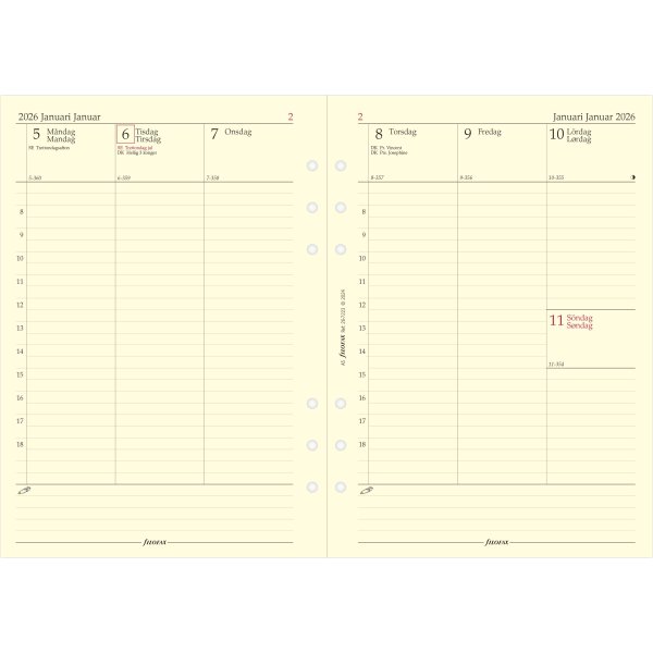 Filofax 2026 Refill | A5 | Uge | Højformat