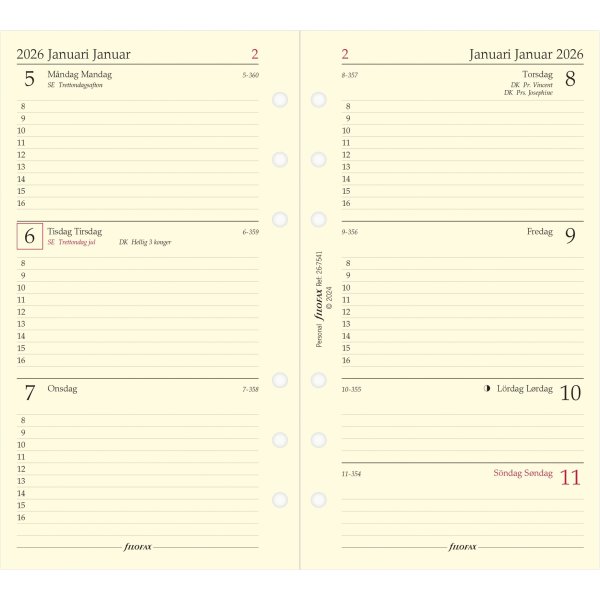 Filofax 2026 Refill | Personal | Årspakke