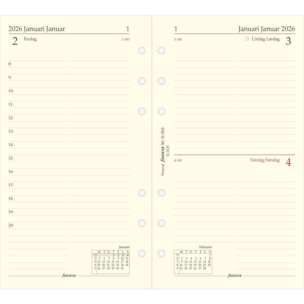 Filofax 2026 Refill | Personal | Dag