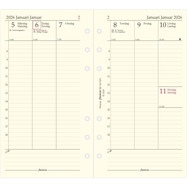 Filofax 2026 Refill | Personal | Uge | Højformat