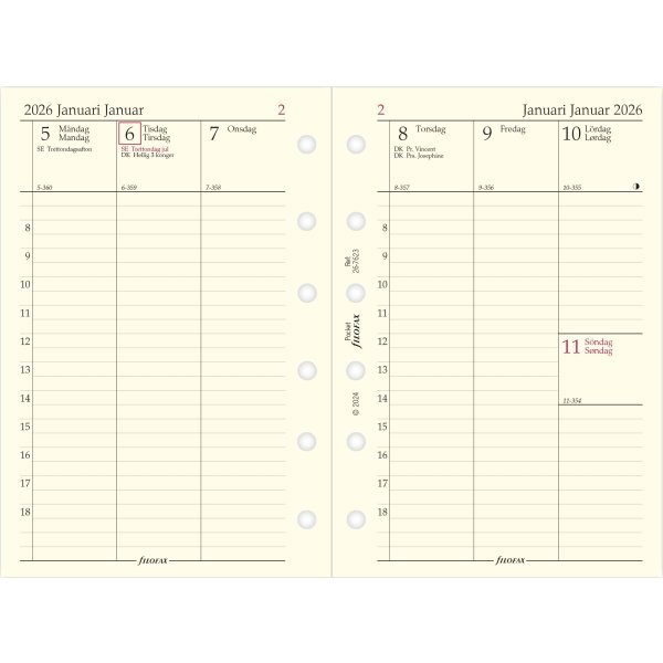 Filofax 2026 Refill | Pocket | Uge | Højformat