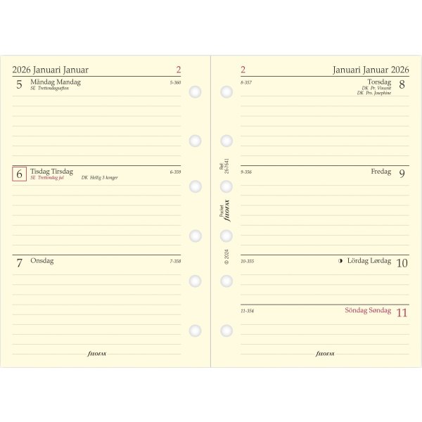 Filofax 2026 Refill | Pocket | Årspakke