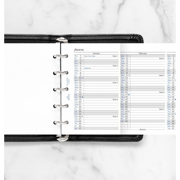Filofax 2026 Refill | Mini | Årsplan | Engelsk