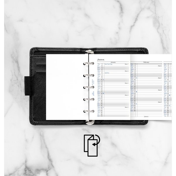 Filofax 2026 Refill | Mini | Årsplan | Engelsk