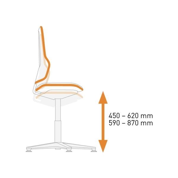 Neon ESD Arbejdsstol, sort/grå, Skintec, hjul