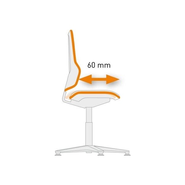Neon ESD Arbejdsstol, sort/grå, PU-skum, hjul