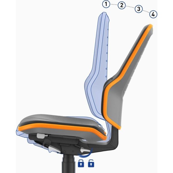 Neon Arbejdsstol, sort/blå, Skintec, hjul