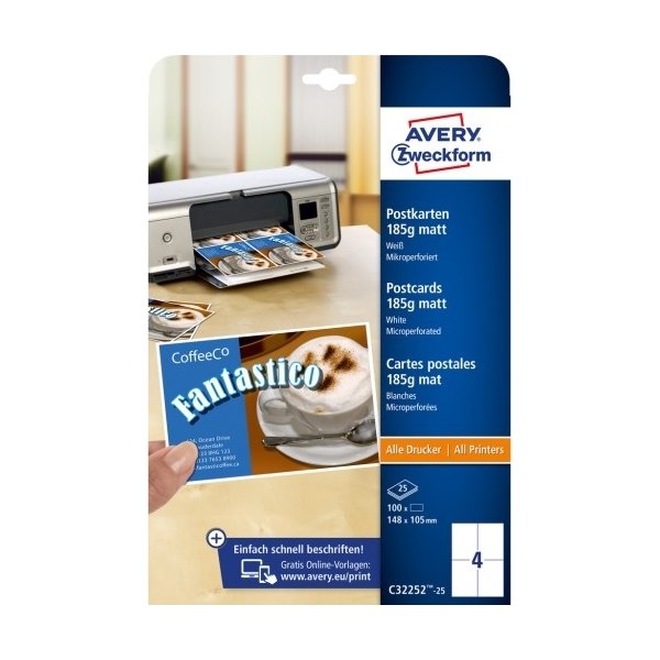 Avery C32252-25 Postkort / Navneskilte | 105x148mm