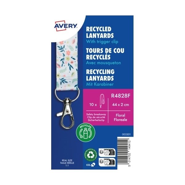 Avery R4828F Nøglesnor, Blomsterprint, karabinhage