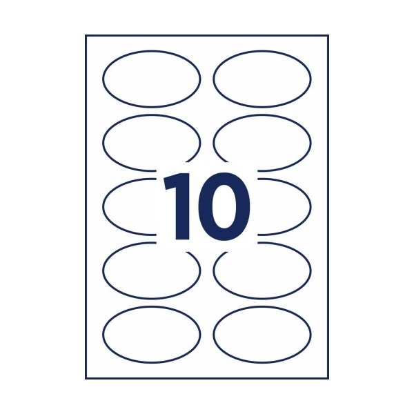 Avery J4882-20 Navneskilte, Oval 85x50mm, 200 stk.