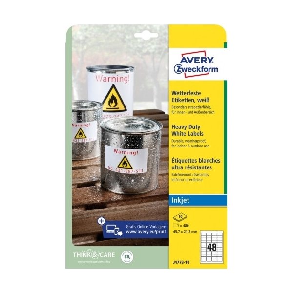 Avery holdbare etiketter | 45,7x21,2 mm | 480 stk.