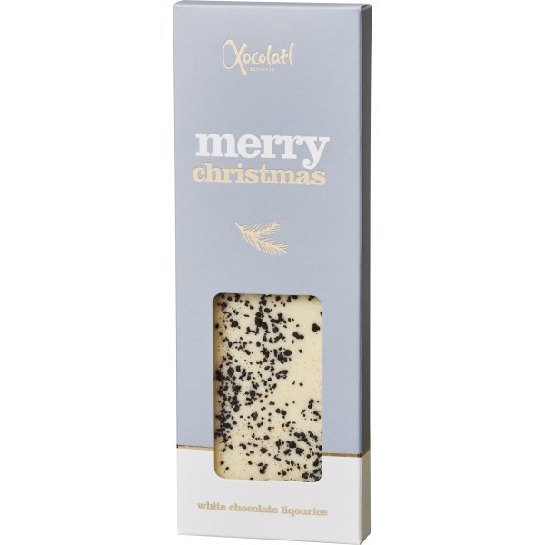 Xocolatl Merry Christmas Hvid Choko/Lakrids, 50g