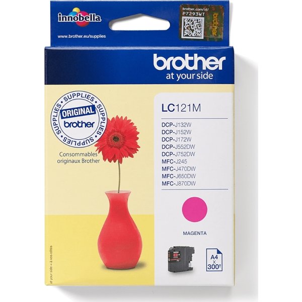 Brother LC121M blækpatron, rød, 300 sider