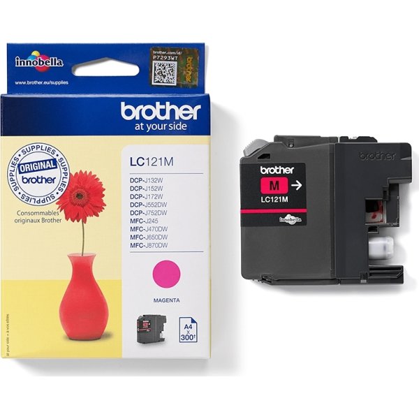 Brother LC121M blækpatron, rød, 300 sider