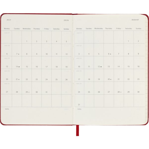 Moleskine 2026 Kalender | H | Uge | Poc. | Rød