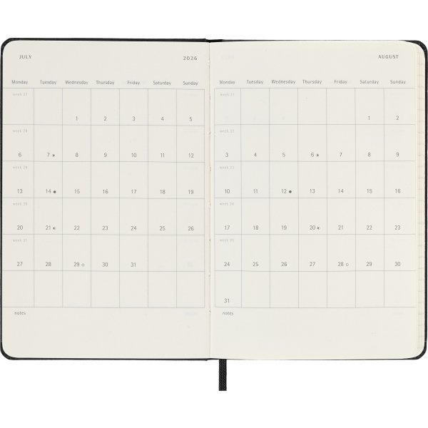 Moleskine 2026 Kalender | H | Uge | Poc. | Sort