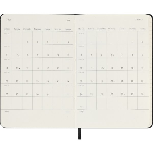 Moleskine 2026 Kalender | H | Uge h. | Poc. | Sort