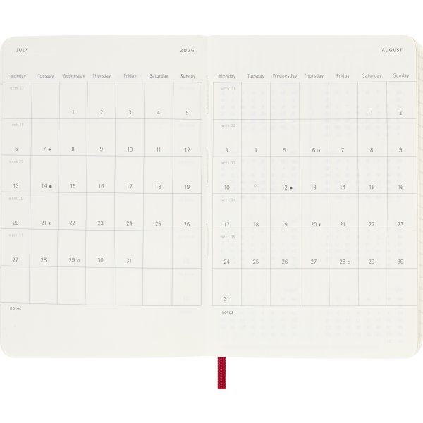 Moleskine 2026 Kalender | S | Uge | Poc. | Rød