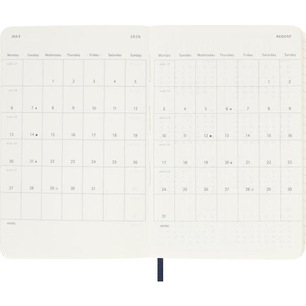 Moleskine 2026 Kalender | S | Uge | Poc. | Blå