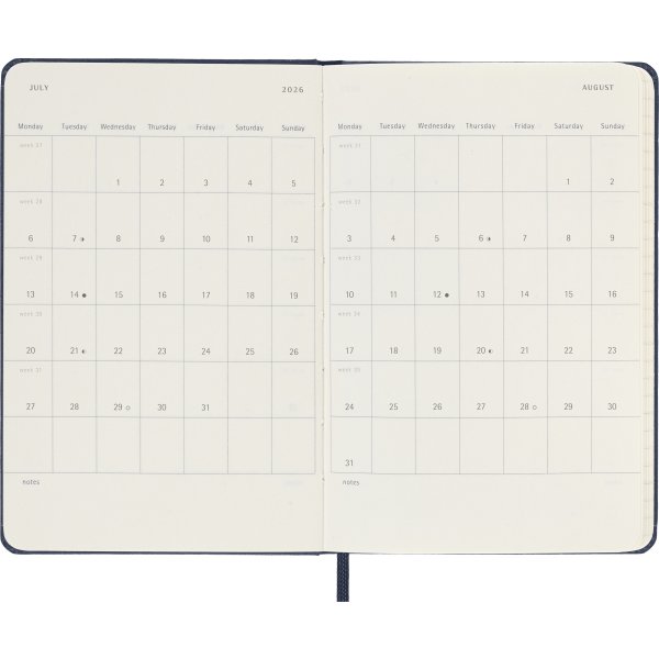 Moleskine 2026 Kalender | H | Dag | Poc. | Blå