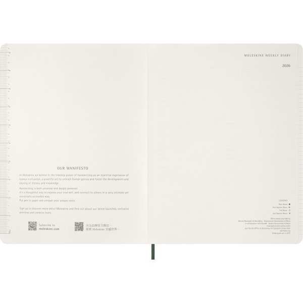 Moleskine 2026 Kalender | Ess. | Uge v. | Grøn