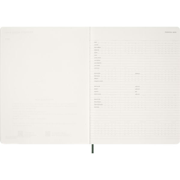 Moleskine 2026 Kalender | Ess. | Uge v. | Grøn