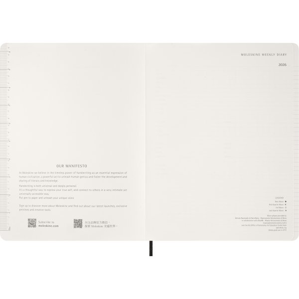 Moleskine 2026 Kalender | Ess. | Uge v. | Sort