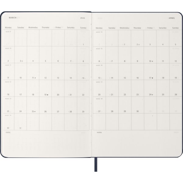 Moleskine 2026 Kalender | H | Uge | L | Blå