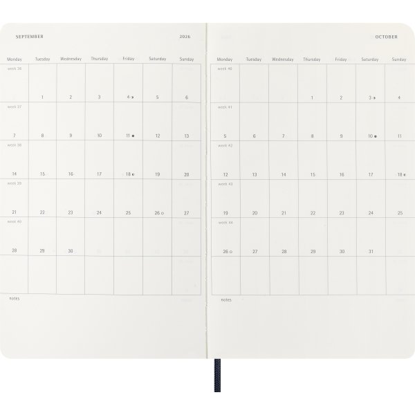 Moleskine 2026 Kalender | S | Uge | L | Blå