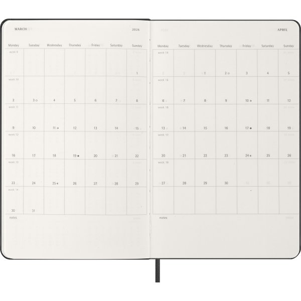 Moleskine 2026 Kalender | H | Uge v. | L | Sort