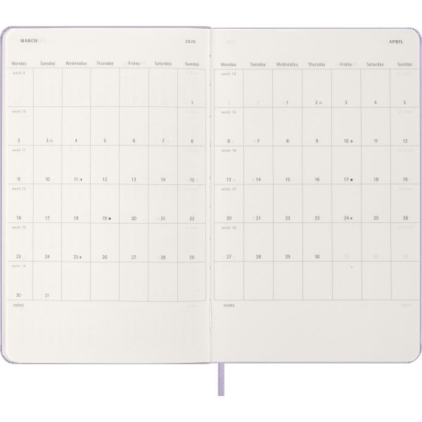 Moleskine 2026 Kalender | H | Dag | L | Lilla