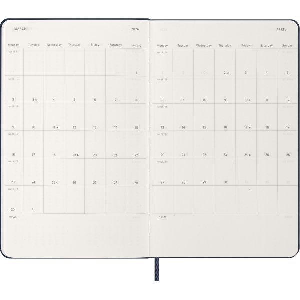 Moleskine 2026 Kalender | H | Dag | L | Blå