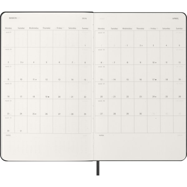 Moleskine 2026 Kalender | H | Dag | L | Sort