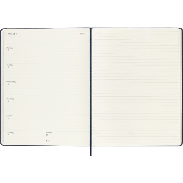 Moleskine 2026 Kalender | H | Uge | XL | Blå