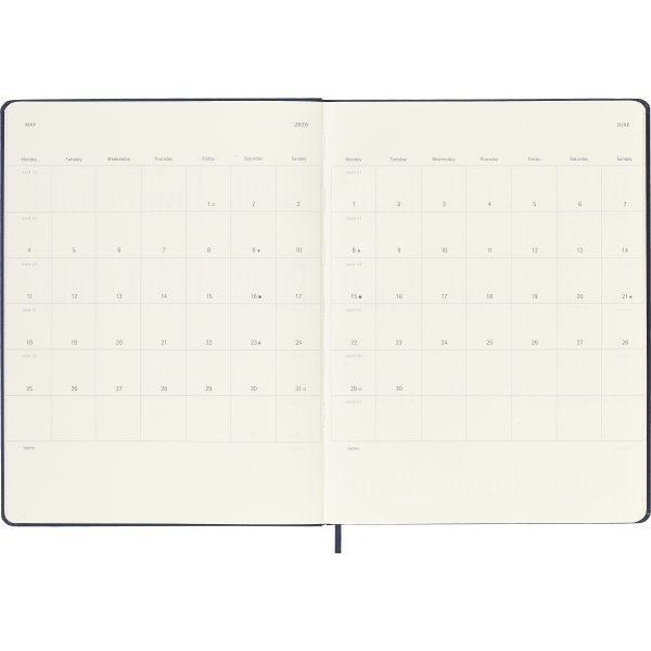 Moleskine 2026 Kalender | H | Uge | XL | Blå