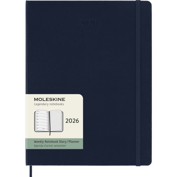 Moleskine 2026 Kalender | H | Uge | XL | Blå